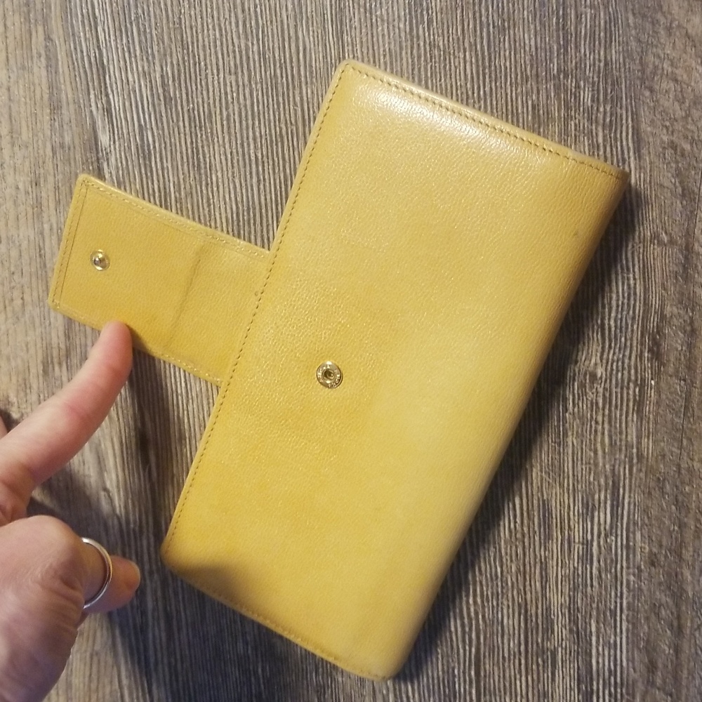 GIVENCHY Long Wallet Leather Kiss Lock Yellow Designer Women's Clutch With Chain - Picture 9 of 17